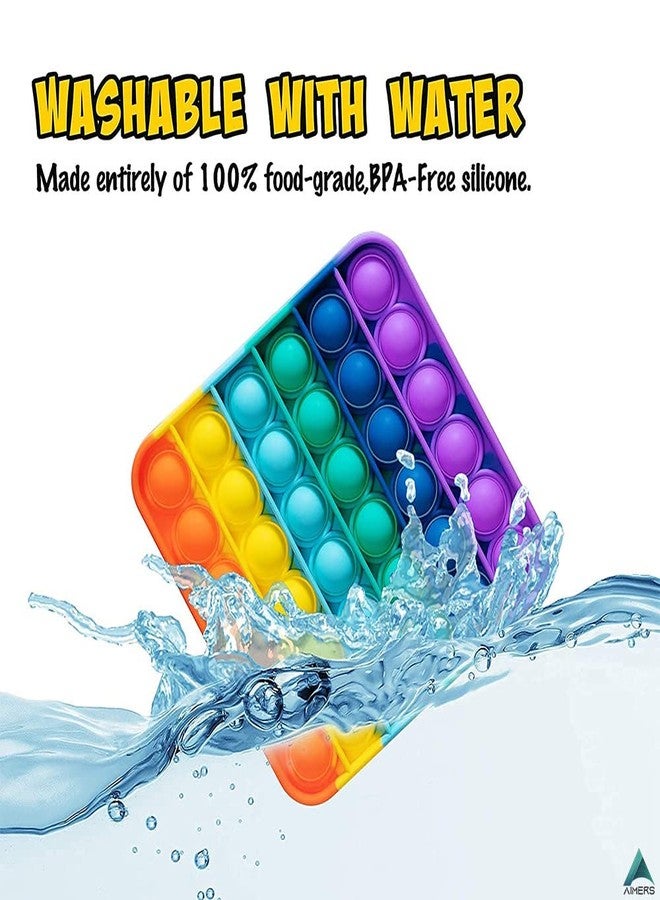 AIMERS Pop it Fidget Toy, Pop Its Push Pop Bubble Sensory Fidget Toy, Rainbow Pop it Square for Reduce Stress and Anxiety Relief Toys - Image 3